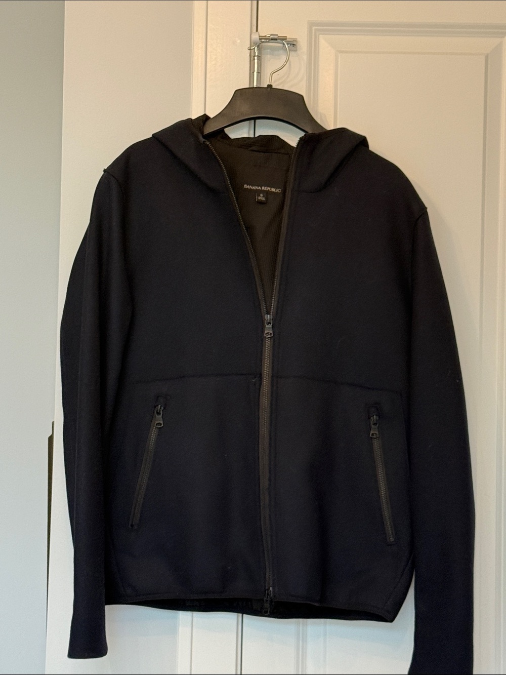 Banana Republic Black Full-Zip Hooded Sweater Jacket
